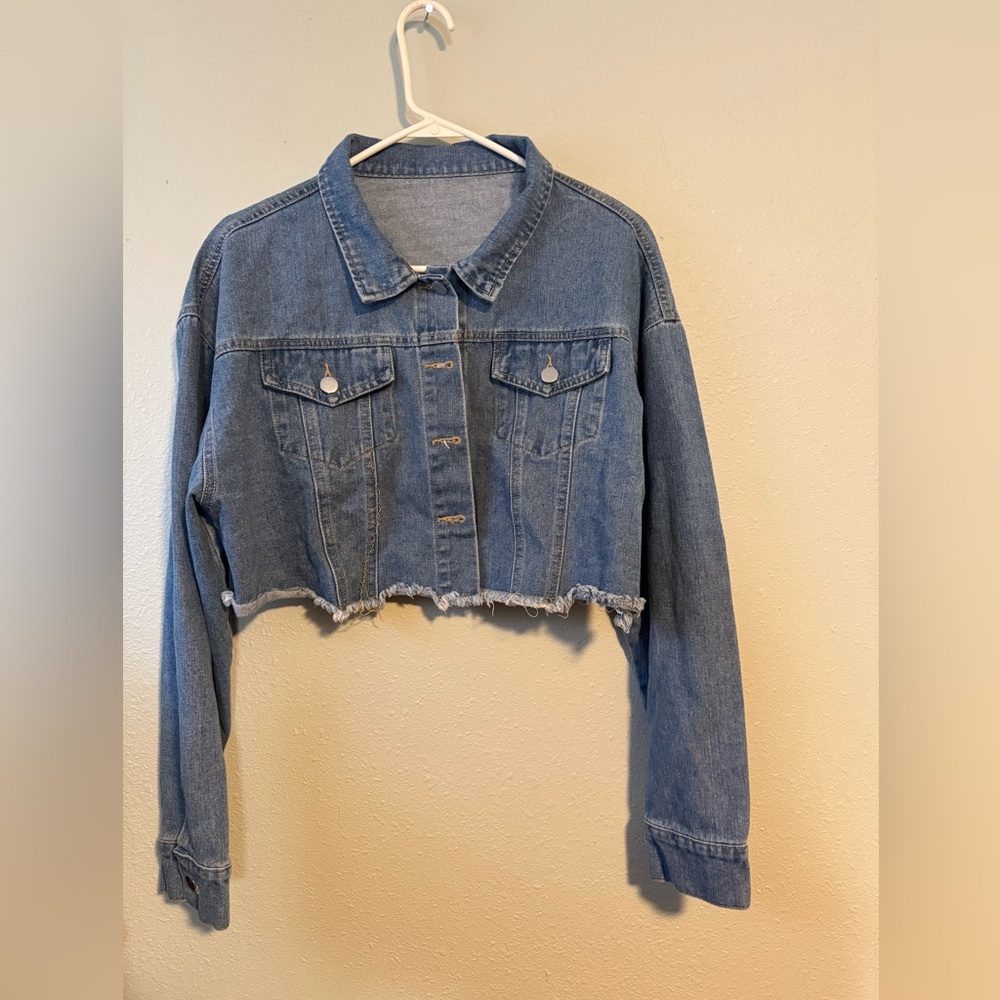 Cropped Denim Jacket “New York City Free Style” Size L/XL